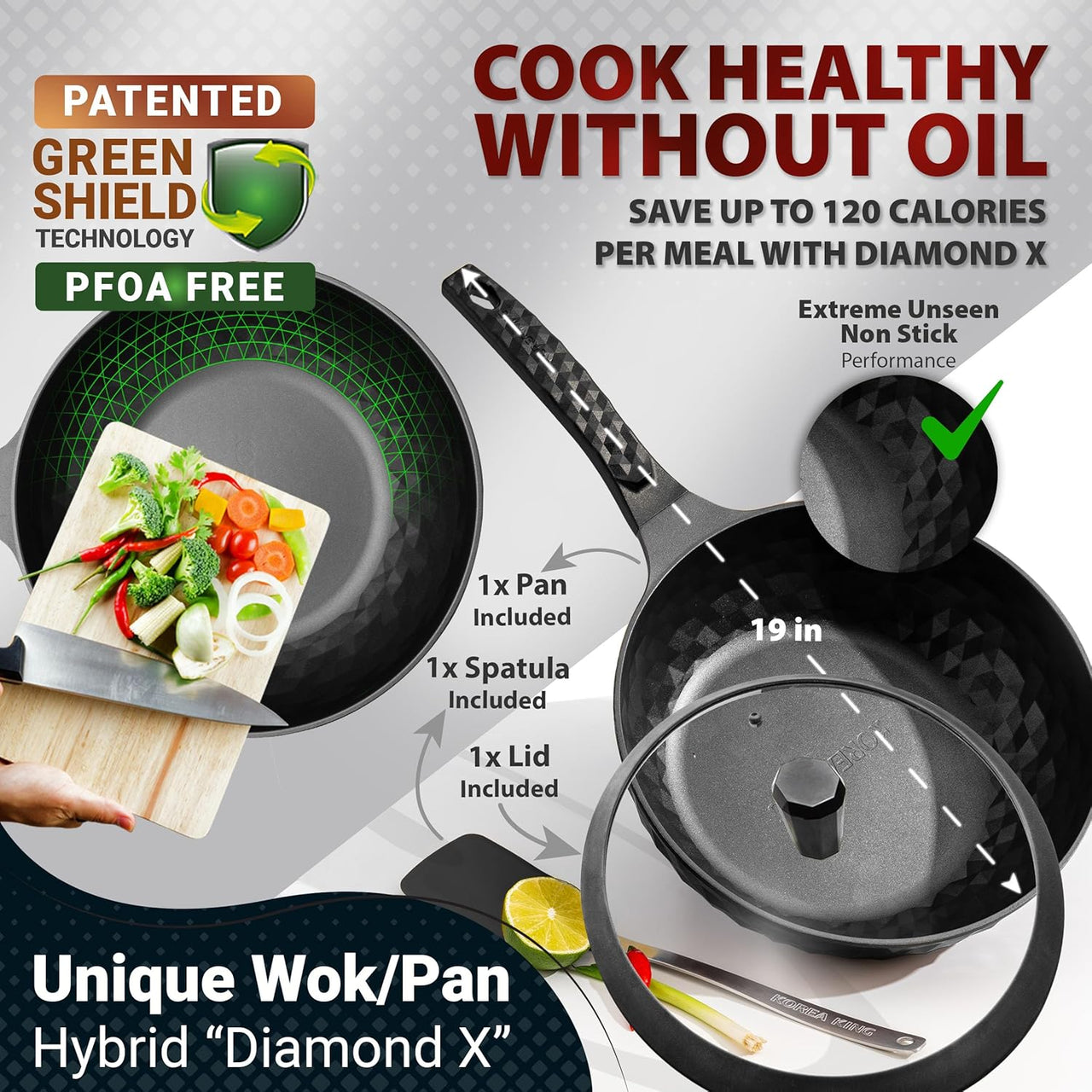 Diamond X ™ 11" Frying Wok Pan Hybrid