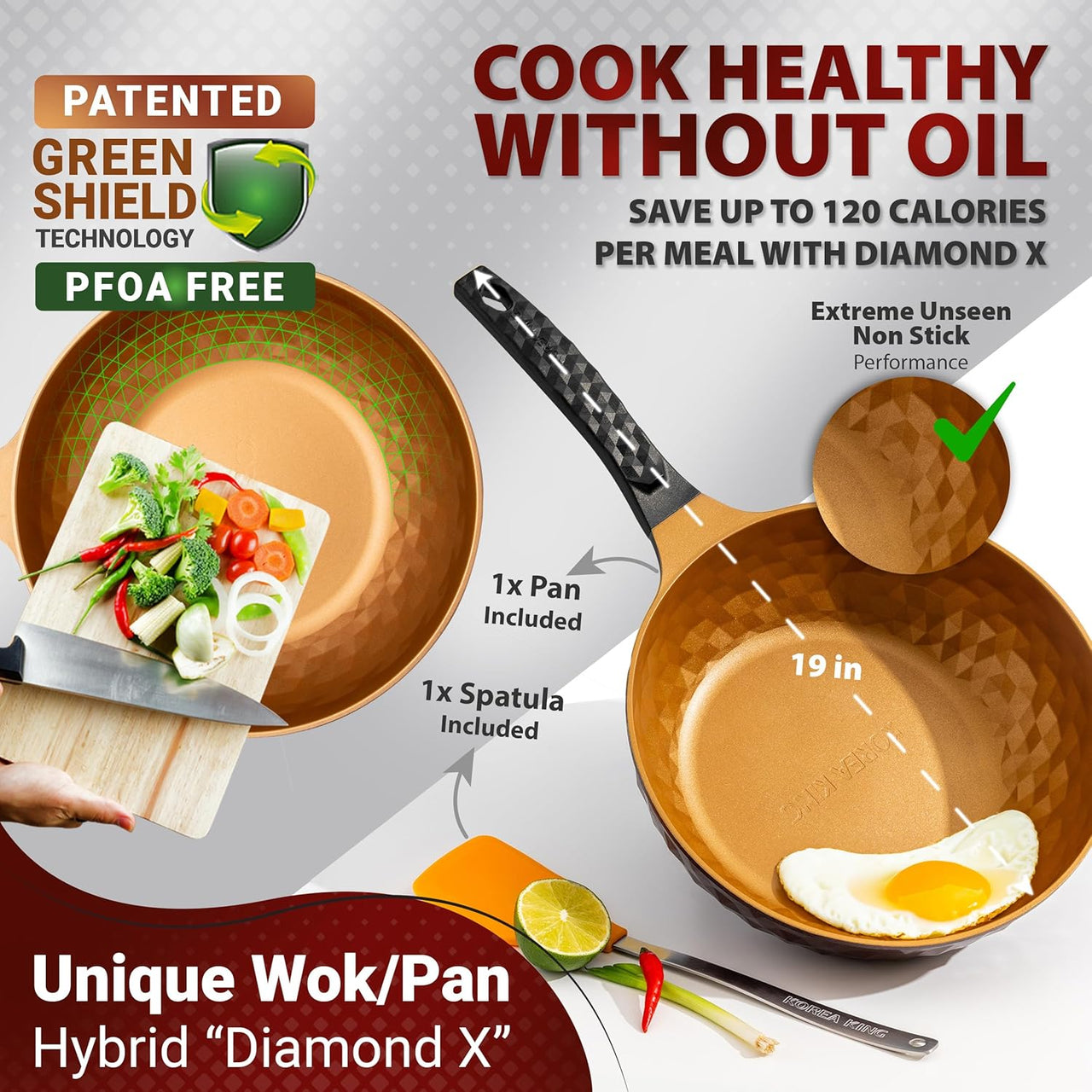 Diamond X ™ 11" Frying Wok Pan Hybrid