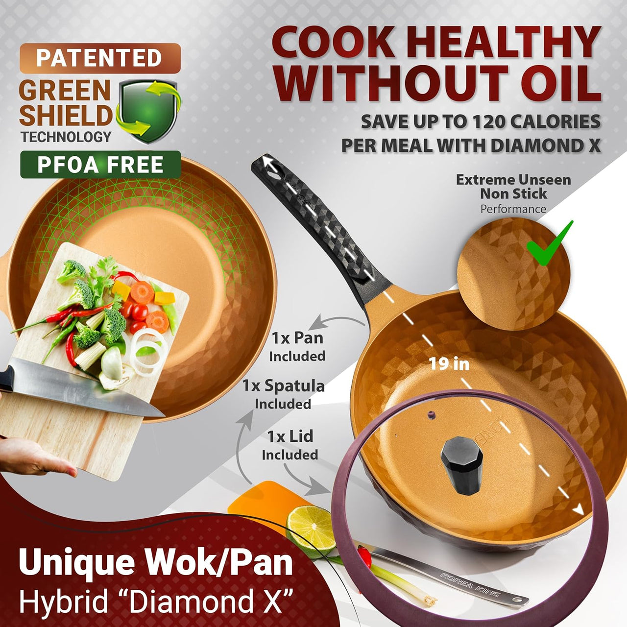 Diamond X ™ 11" Frying Wok Pan Hybrid