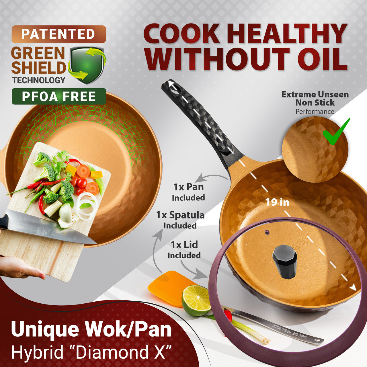 Diamond X ™ 11" Frying Wok Pan Hybrid